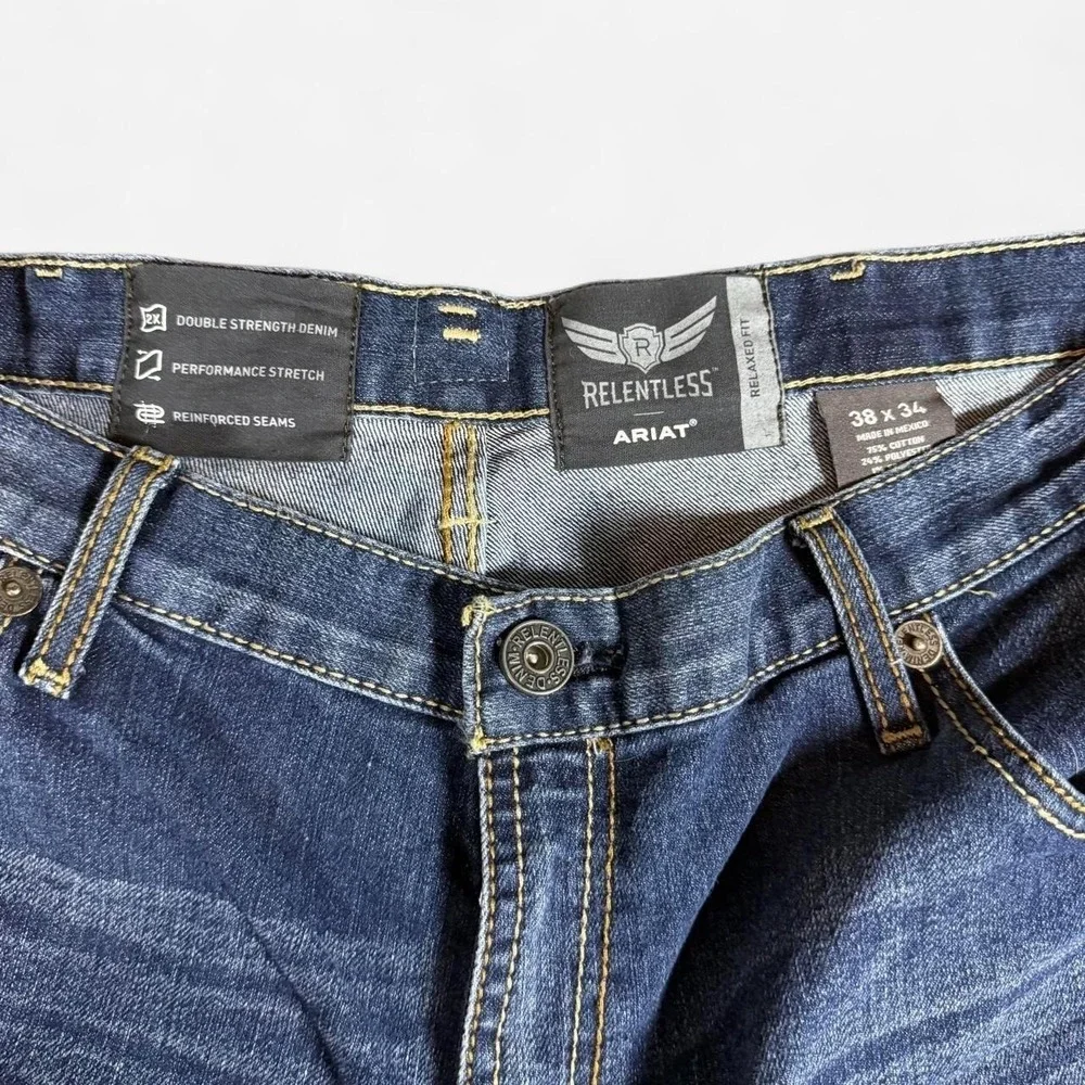 Ariat Relentless Relaxed Fit Durable Workwear Denim Jeans Size 38x34 Western